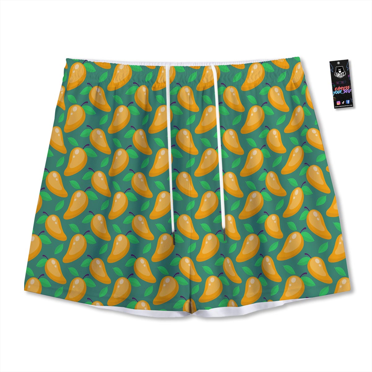 Ripe Mango Fruit Print Pattern Mesh Shorts-grizzshop