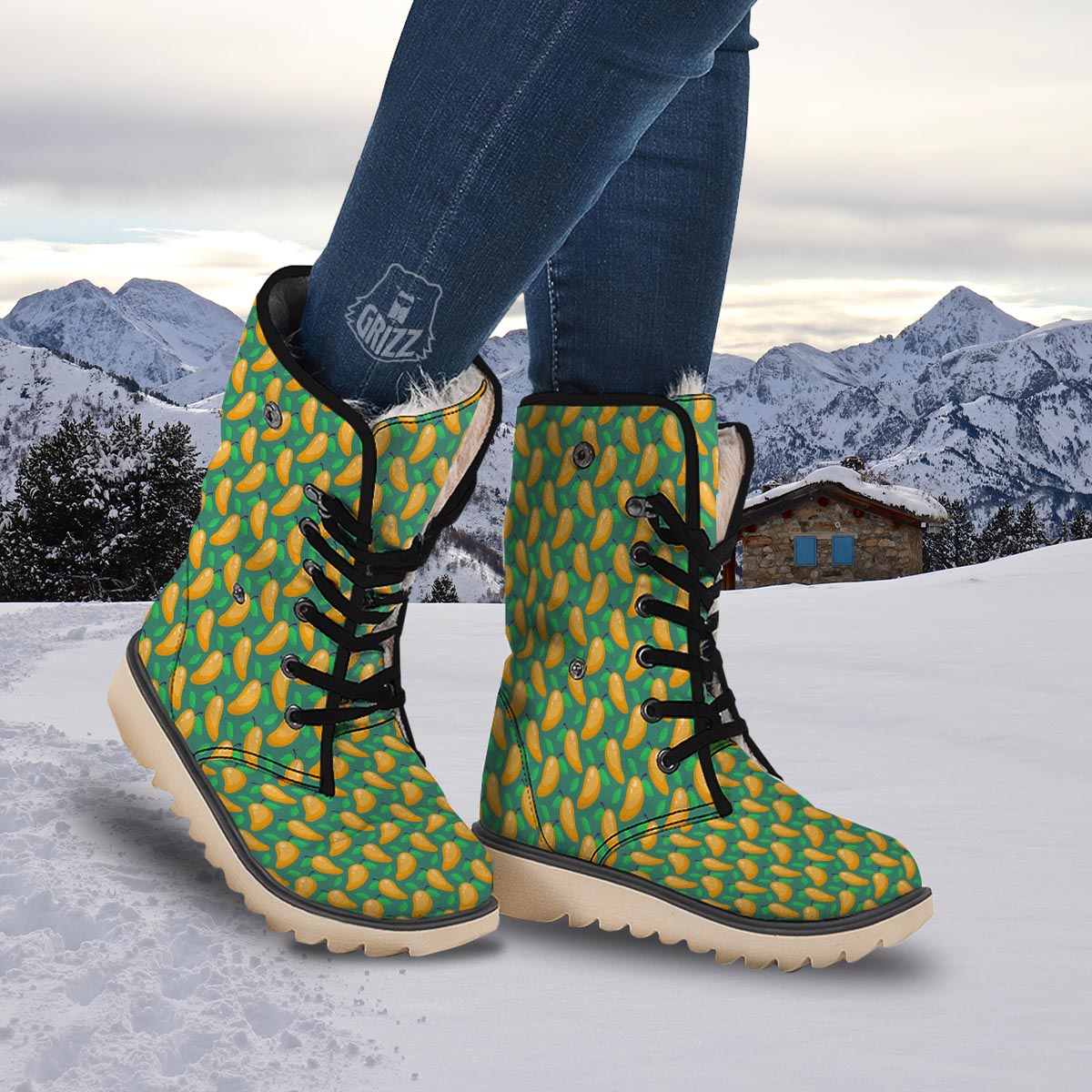 Ripe Mango Fruit Print Pattern Snow Boots-grizzshop