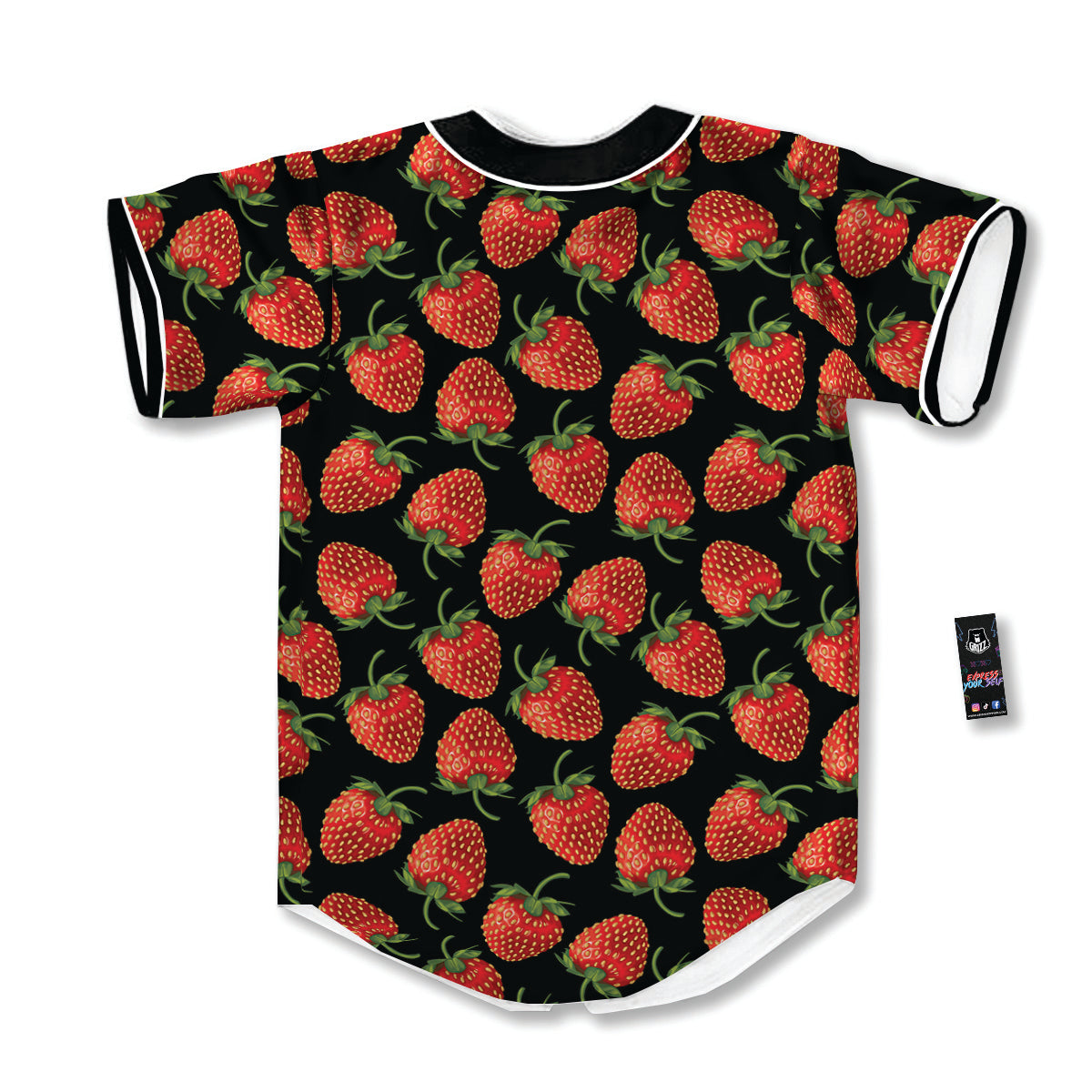 Ripe Strawberries Print Pattern Baseball Jersey-grizzshop