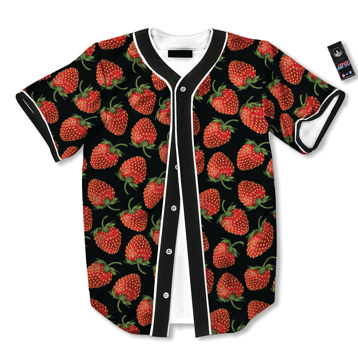 Ripe Strawberries Print Pattern Baseball Jersey-grizzshop