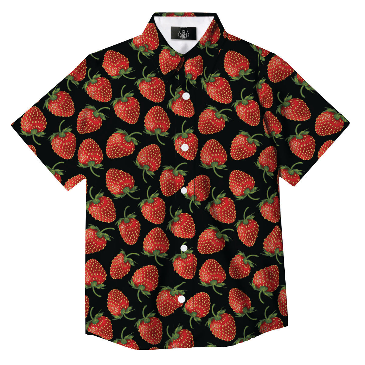 Ripe Strawberries Print Pattern Button Up Shirt-grizzshop
