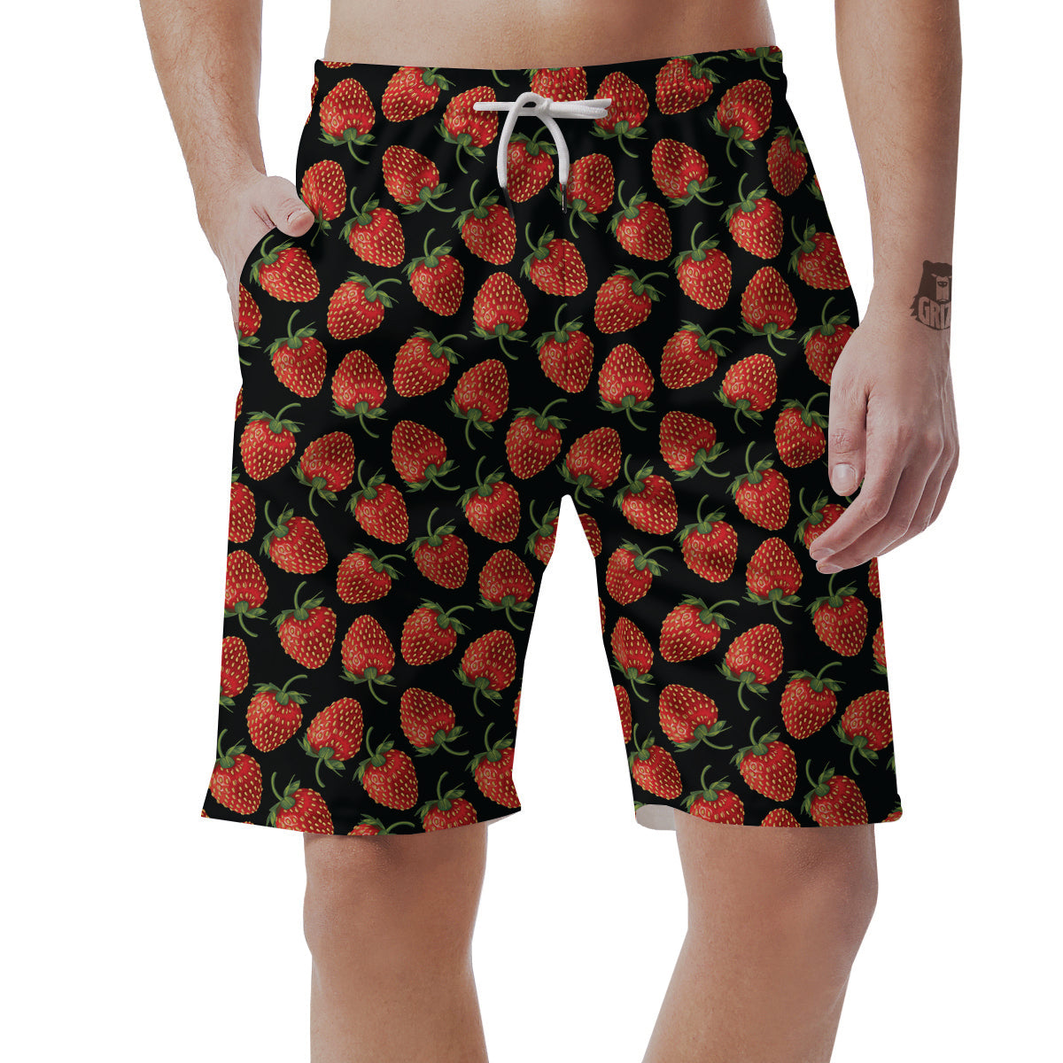 Ripe Strawberries Print Pattern Men's Shorts-grizzshop