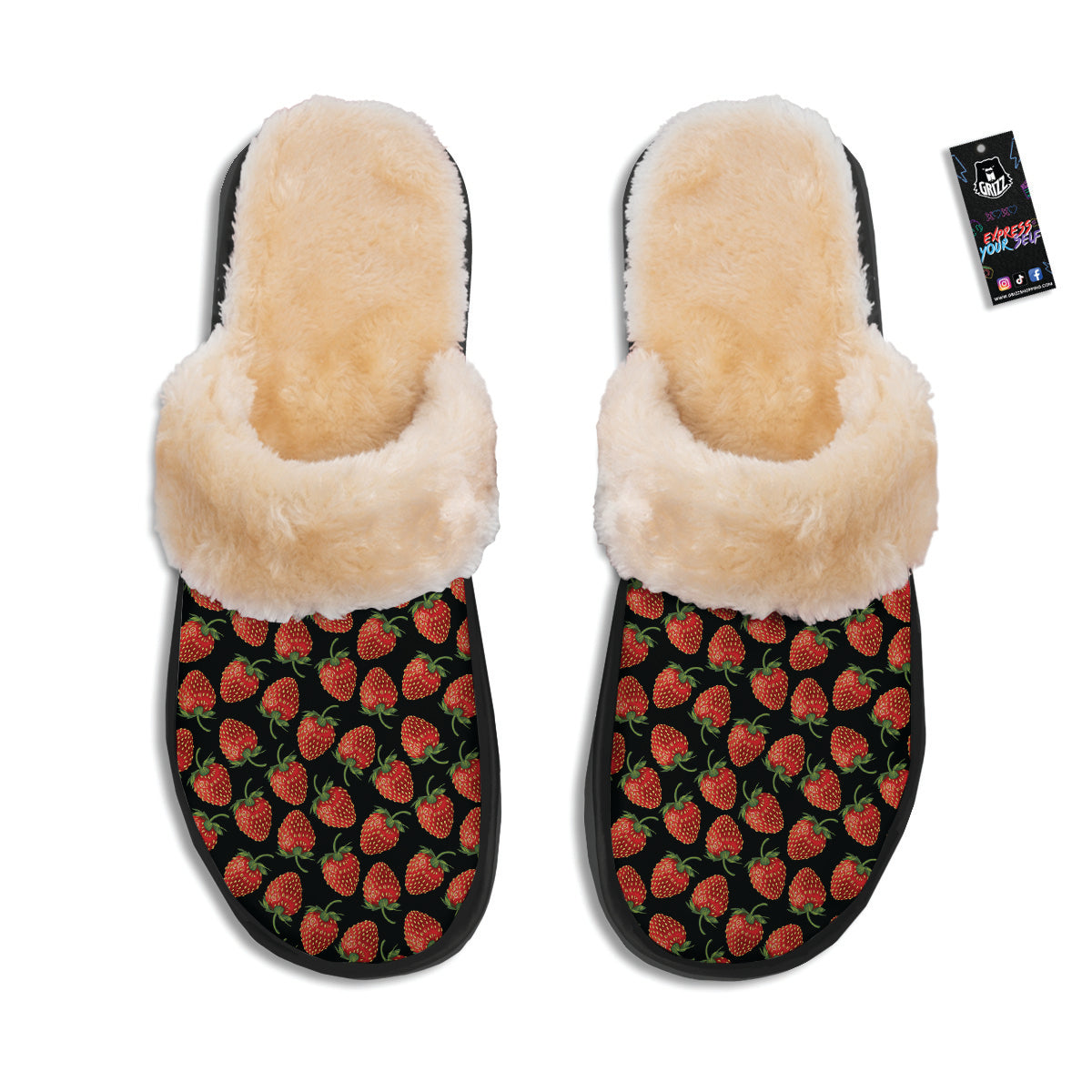 Ripe Strawberries Print Pattern Slippers-grizzshop