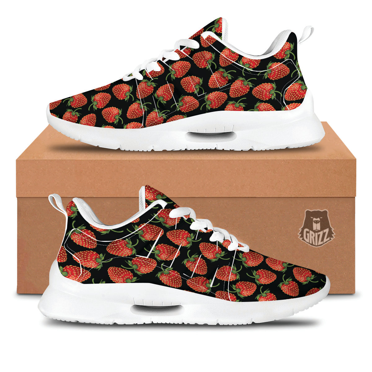 Ripe Strawberries Print Pattern Tennis Shoes-grizzshop