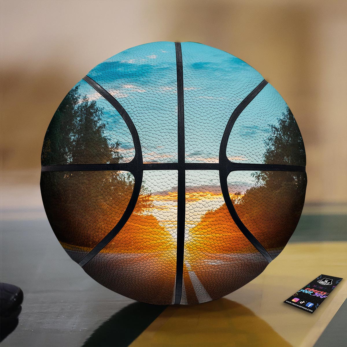 Road Sunrise Print Basketball