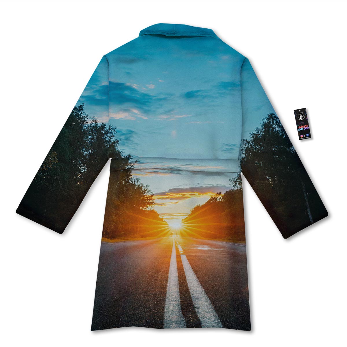 Road Sunrise Print Bathrobe-grizzshop
