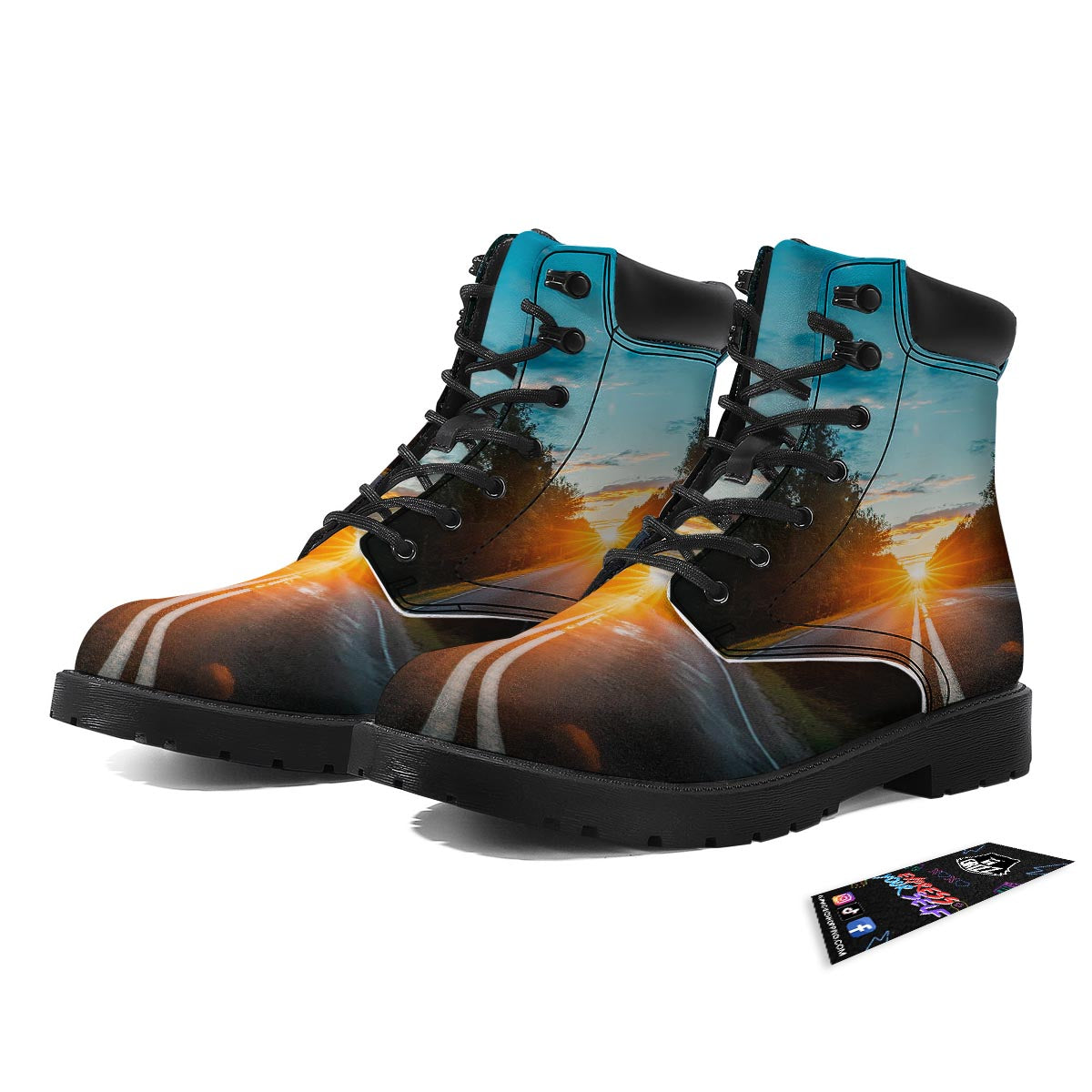 Road Sunrise Print Boots-grizzshop