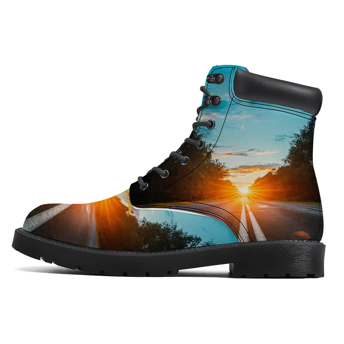 Road Sunrise Print Boots-grizzshop