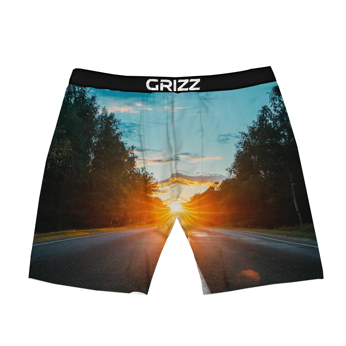 Road Sunrise Print Boxer Briefs-grizzshop