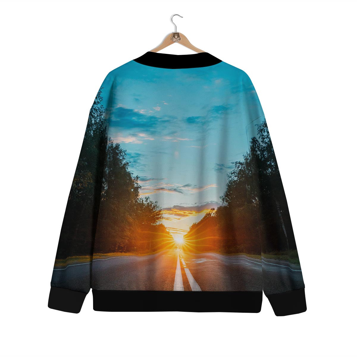 Road Sunrise Print Cardigan-grizzshop