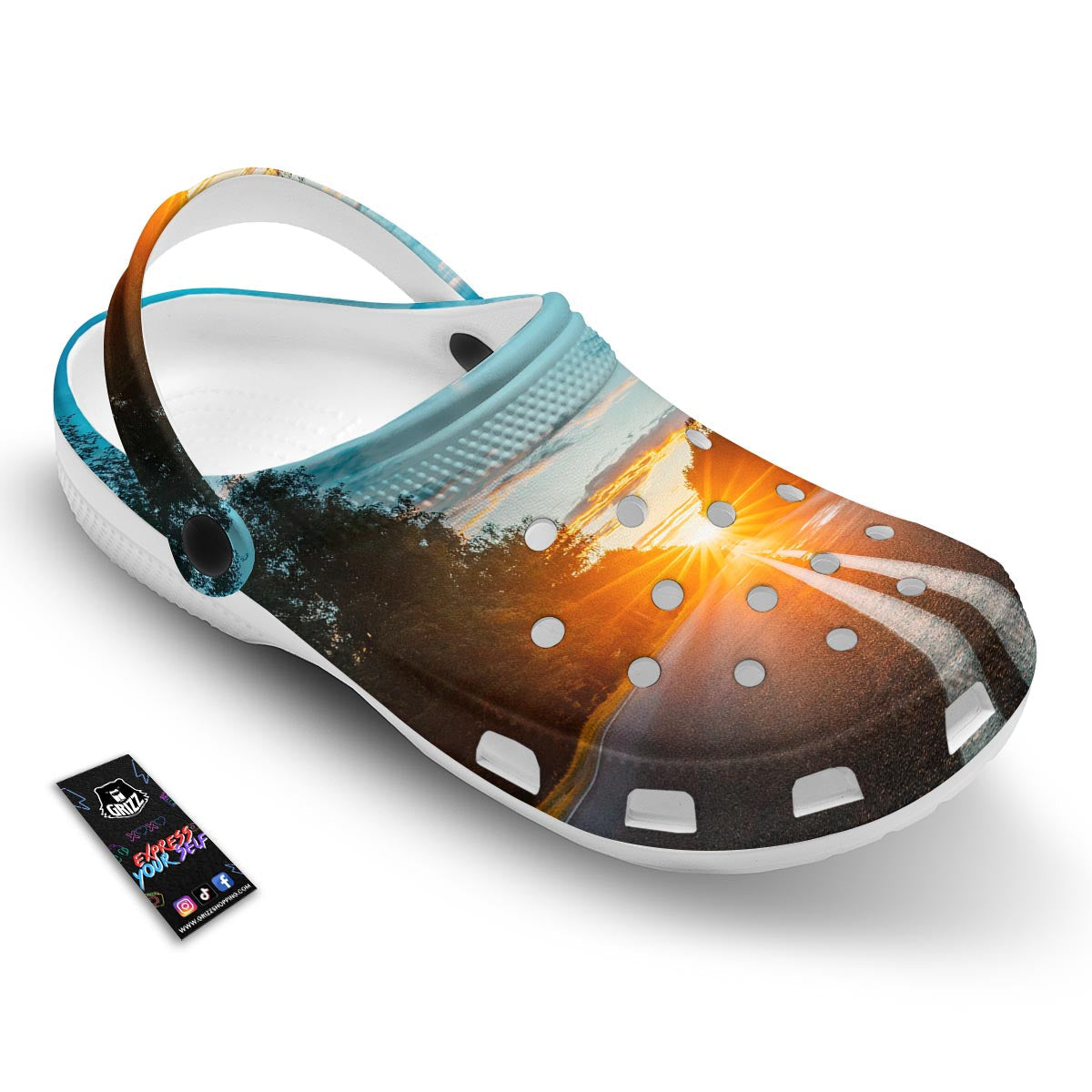 Road Sunrise Print Clog-grizzshop
