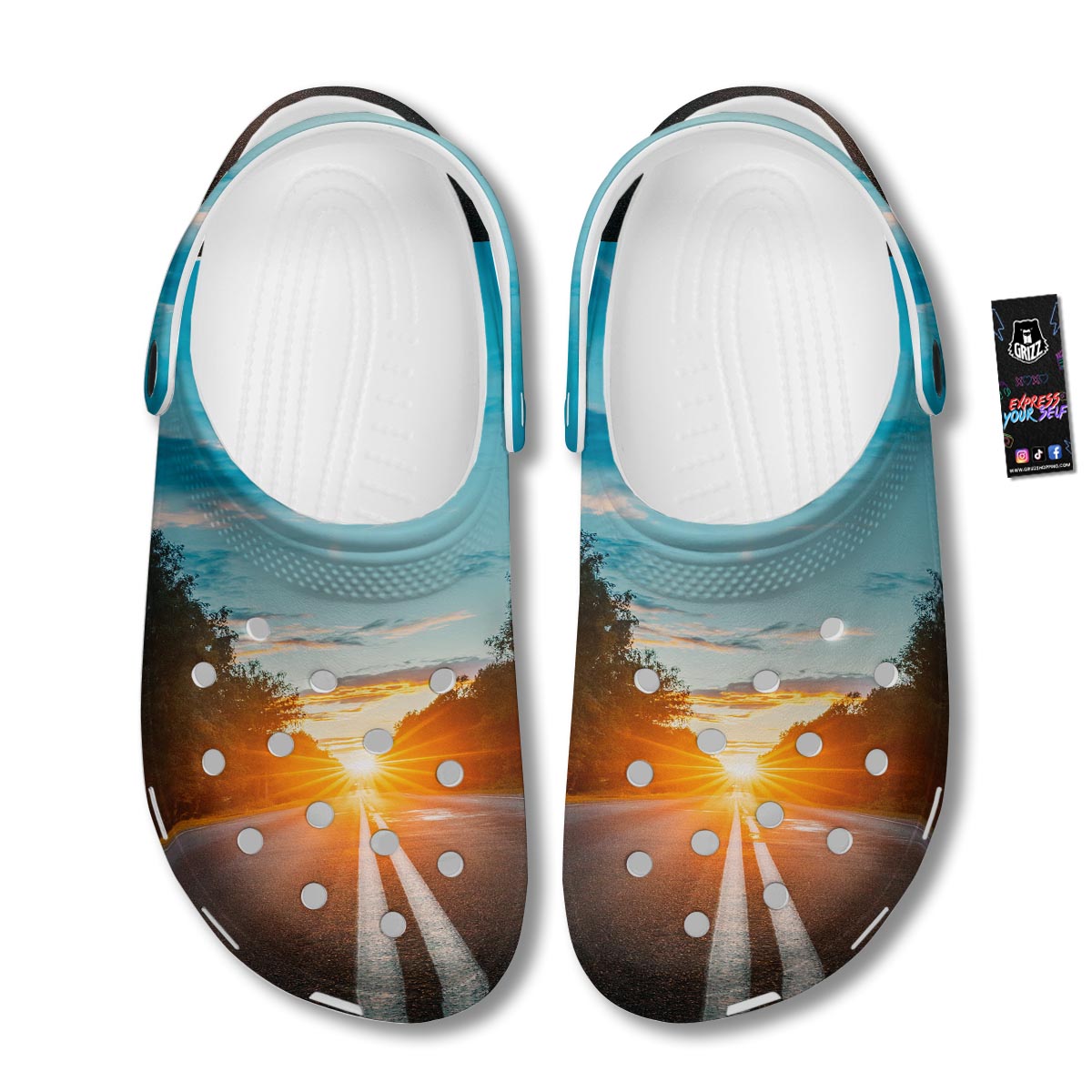 Road Sunrise Print Clog-grizzshop
