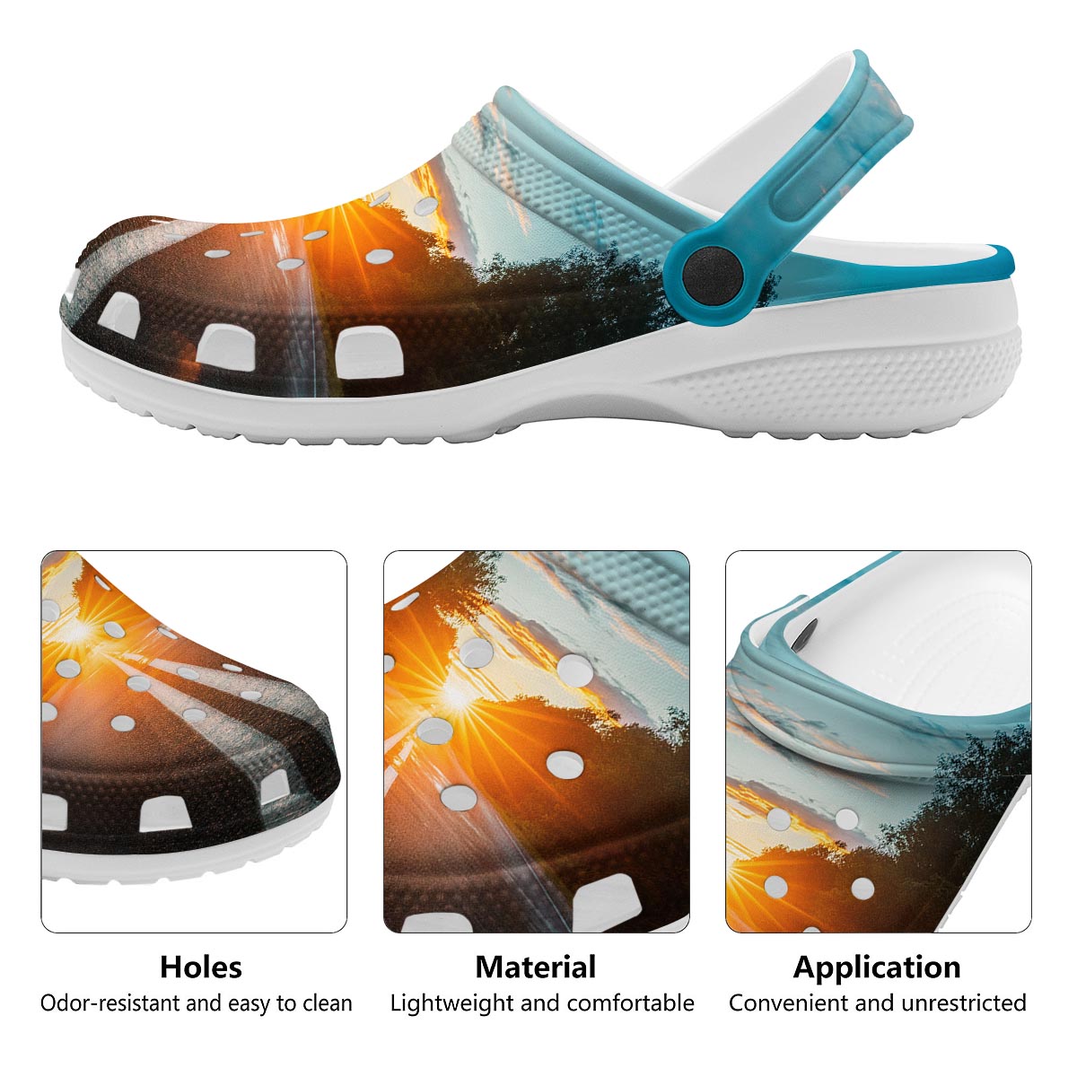 Road Sunrise Print Clog-grizzshop