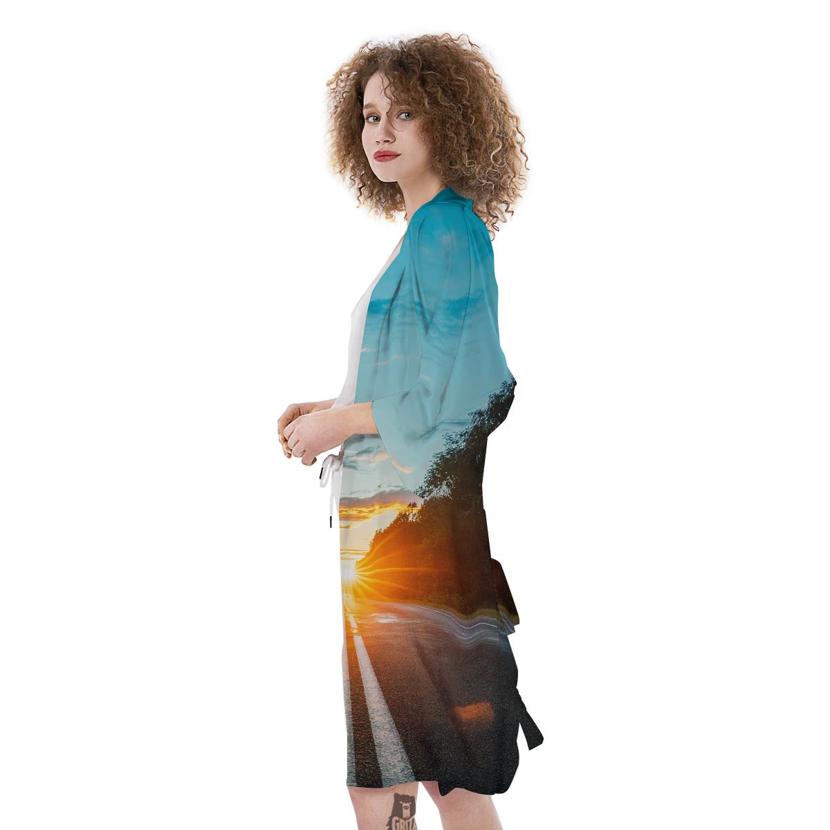 Road Sunrise Print Kimono-grizzshop
