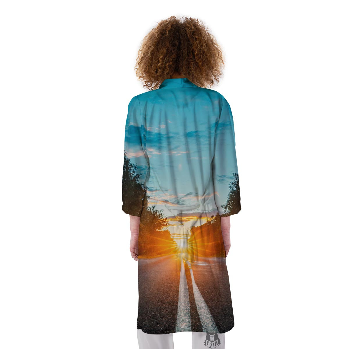 Road Sunrise Print Kimono-grizzshop