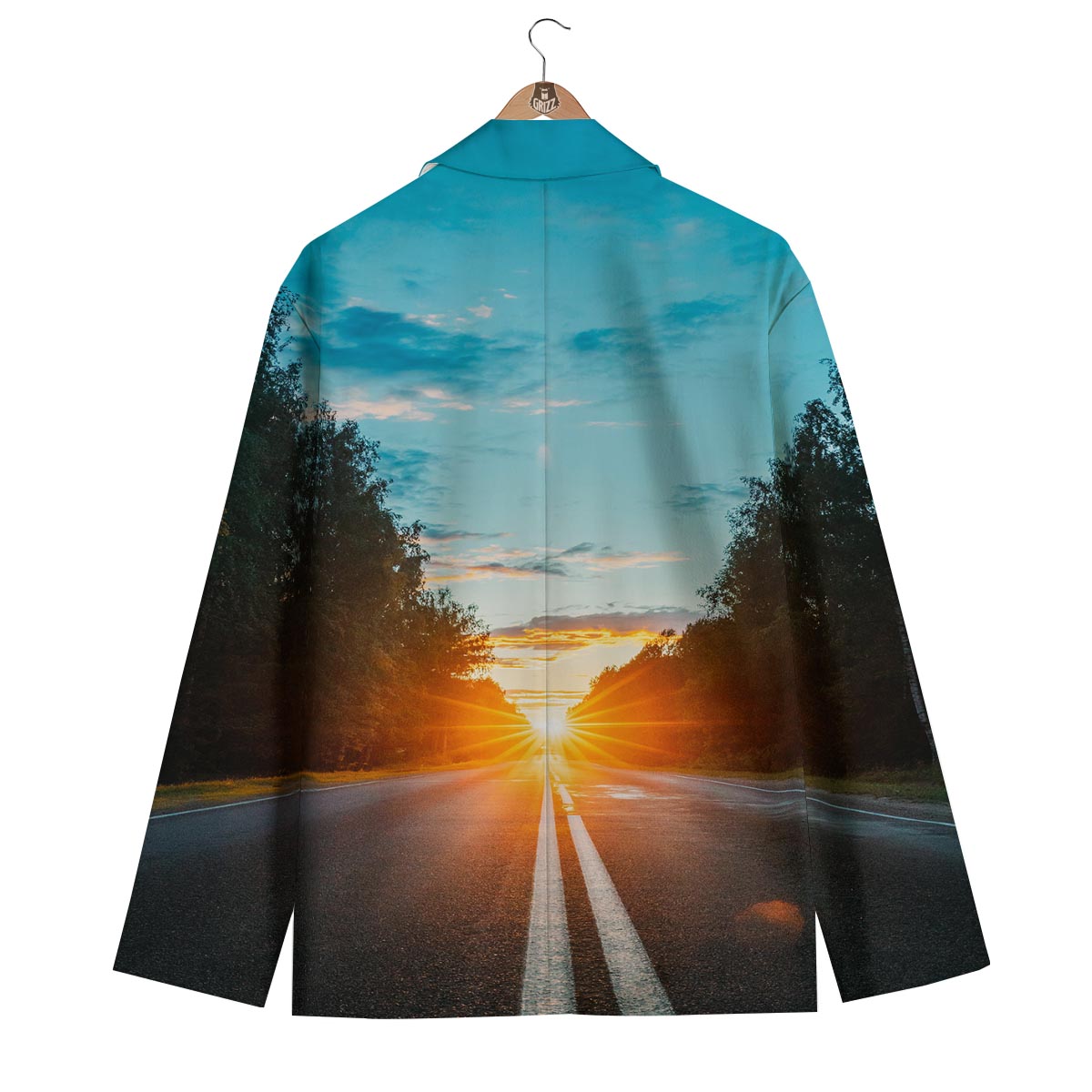 Road Sunrise Print Men's Blazer-grizzshop