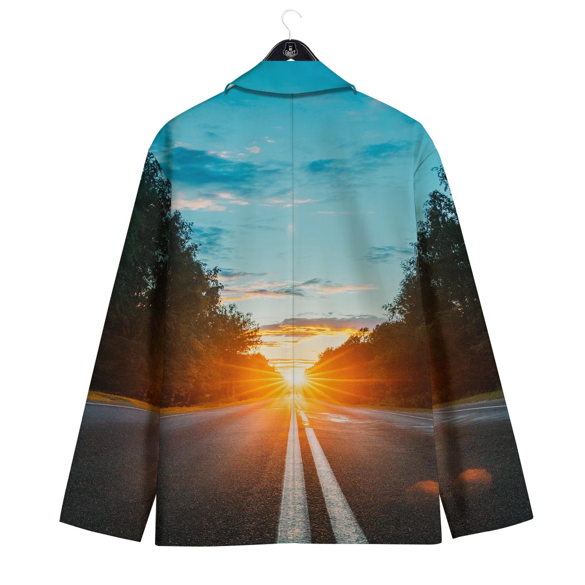 Road Sunrise Print Men's Sport Coat-grizzshop
