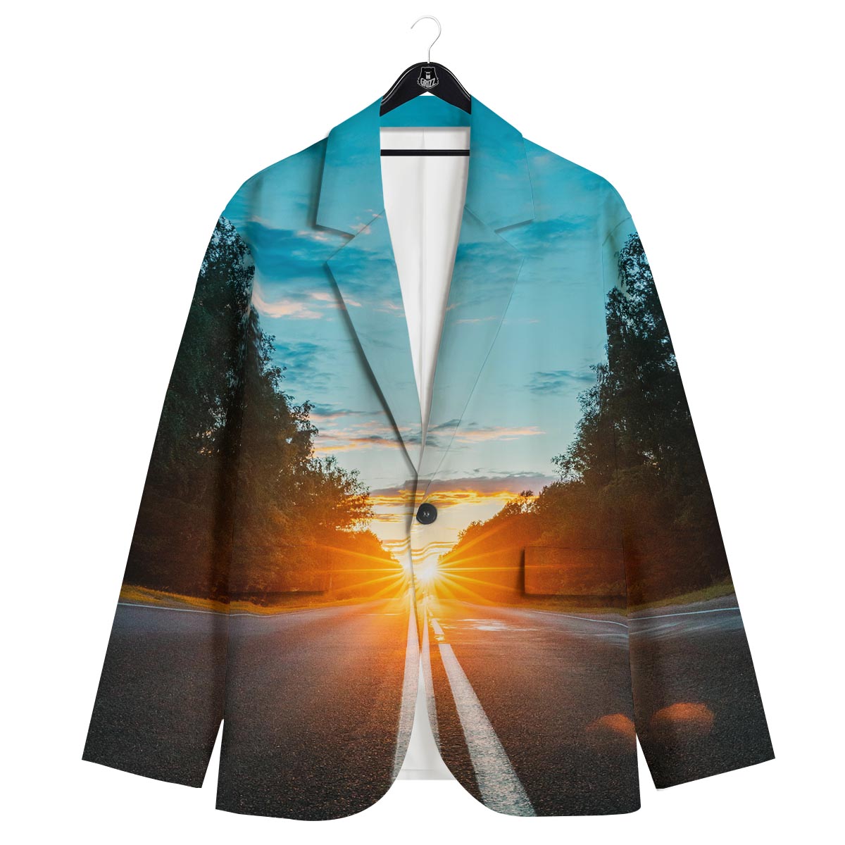 Road Sunrise Print Men's Sport Coat-grizzshop