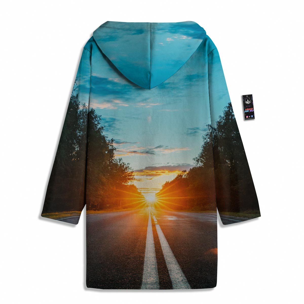 Road Sunrise Print Men's Windbreaker Jacket-grizzshop