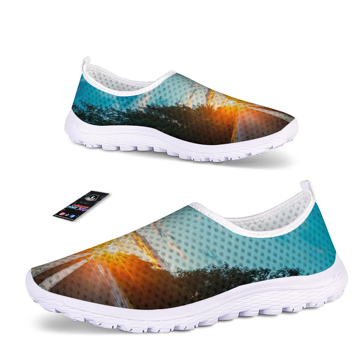 Road Sunrise Print Nurse Shoes-grizzshop