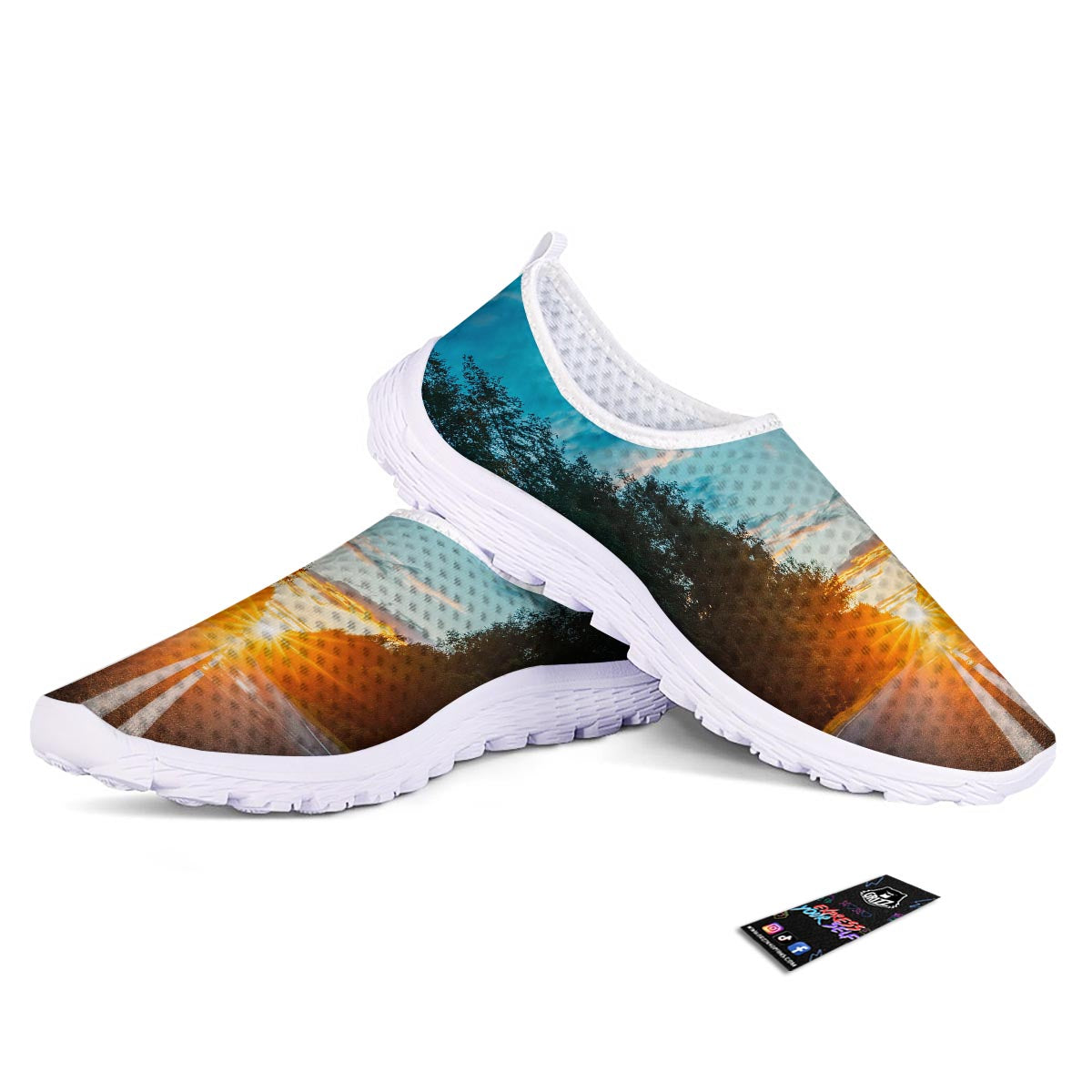Road Sunrise Print Nurse Shoes-grizzshop