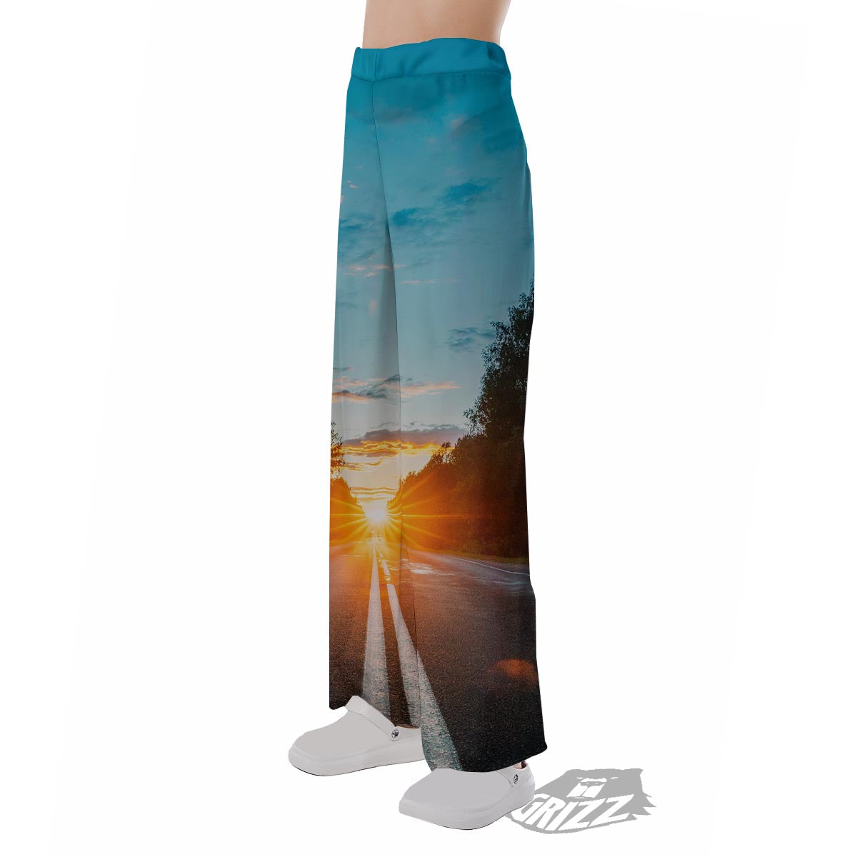 Road Sunrise Print Pajama Pants-grizzshop