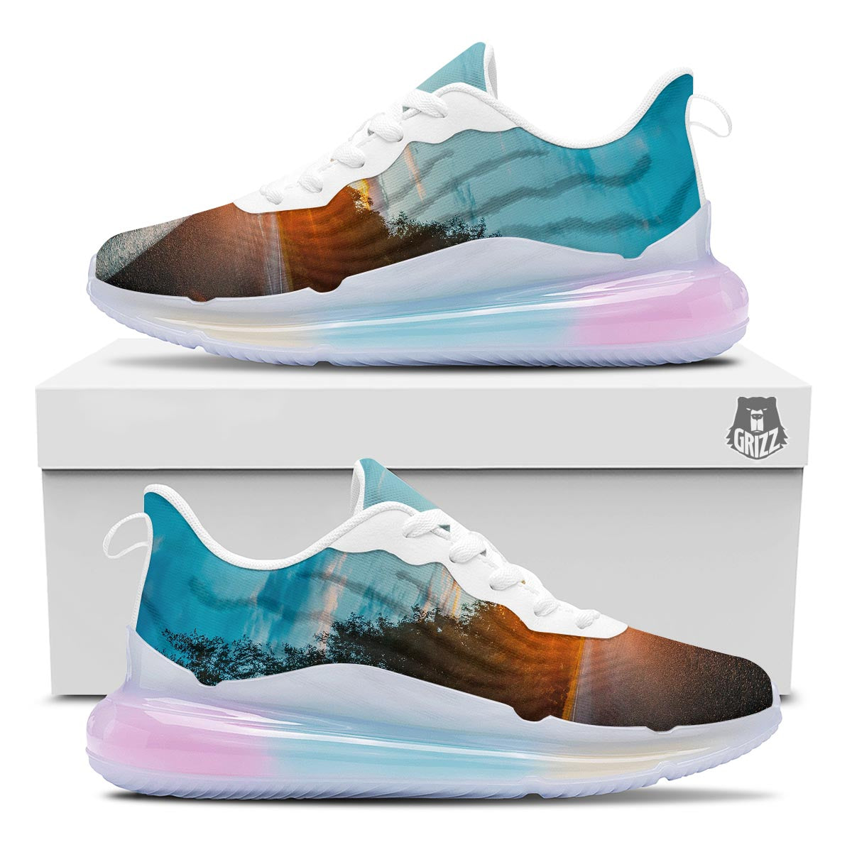 Road Sunrise Print Running Sneakers-grizzshop