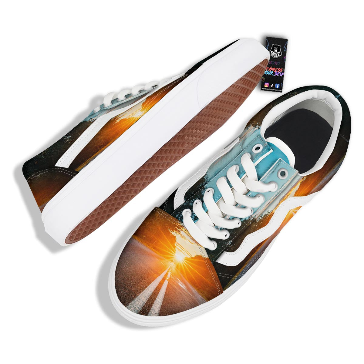 Road Sunrise Print Skate Shoes-grizzshop