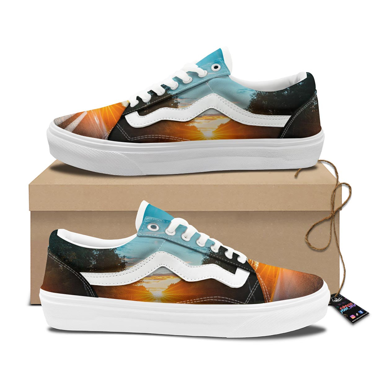 Road Sunrise Print Skate Shoes-grizzshop