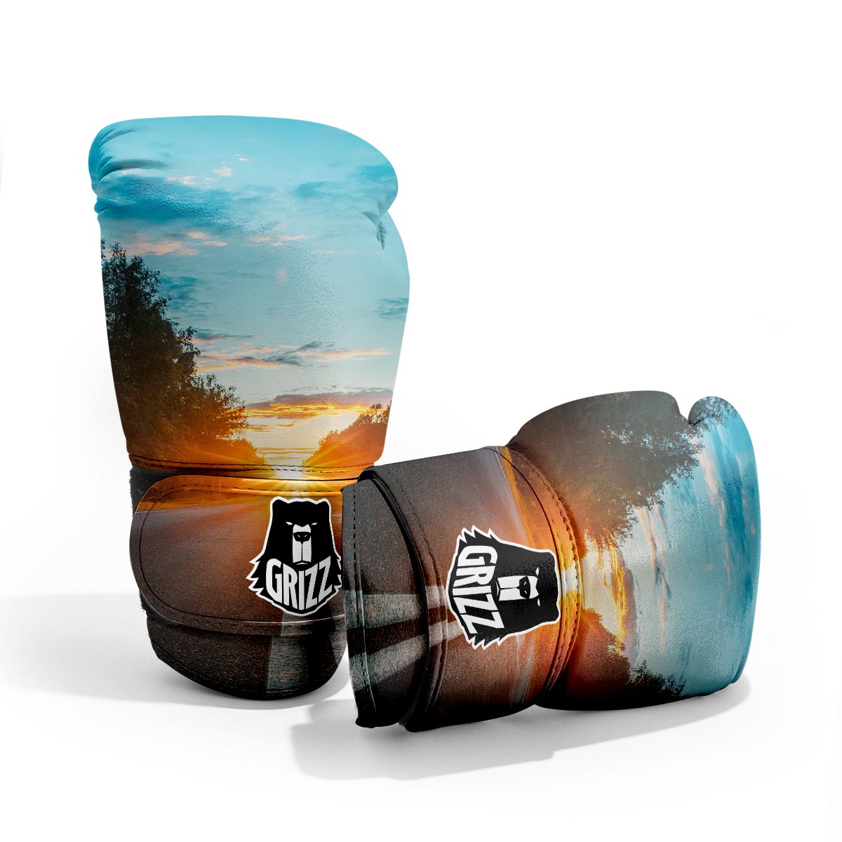 Road Sunrise Print Pro Boxing Glove