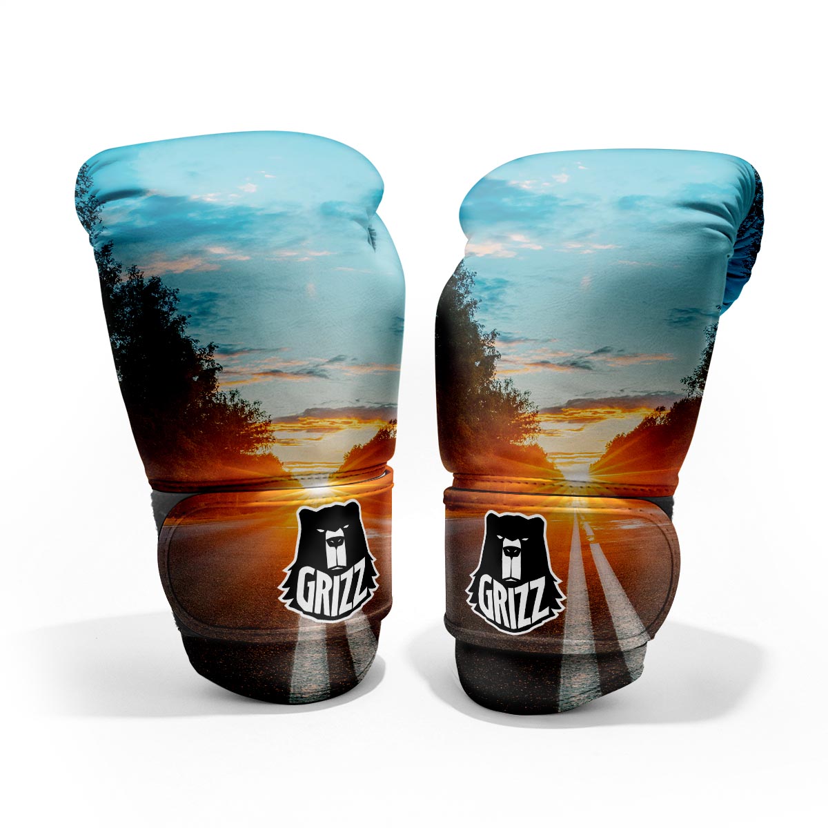 Road Sunrise Print Pro Boxing Glove
