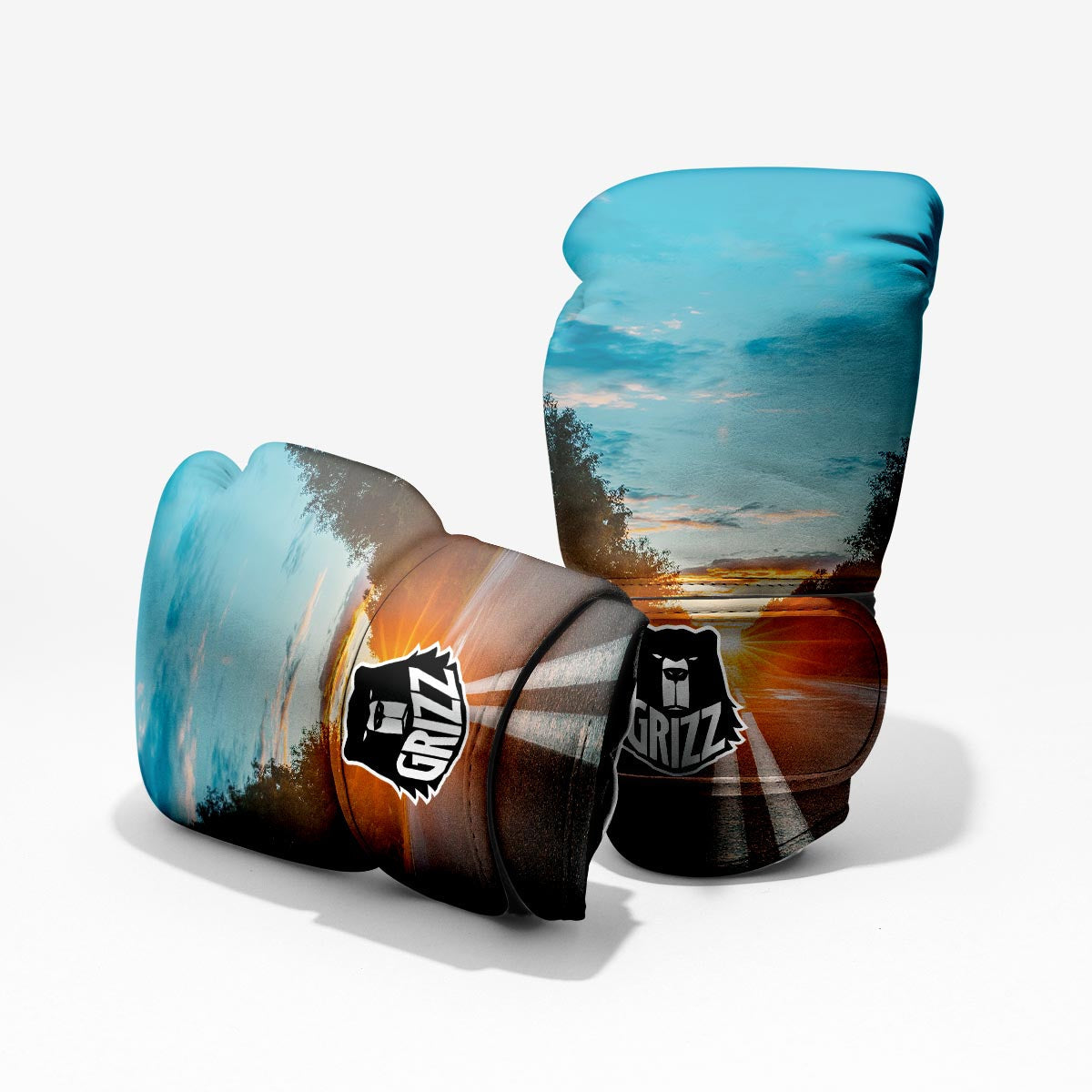 Road Sunrise Print Pro Boxing Glove