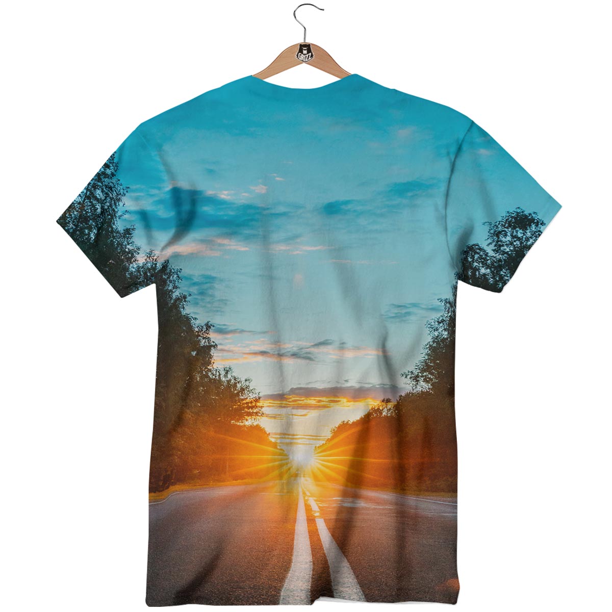 Road Sunrise Print T-Shirt-grizzshop