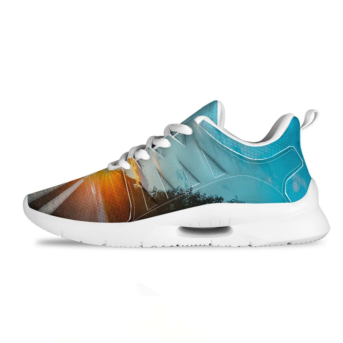 Road Sunrise Print Tennis Shoes-grizzshop
