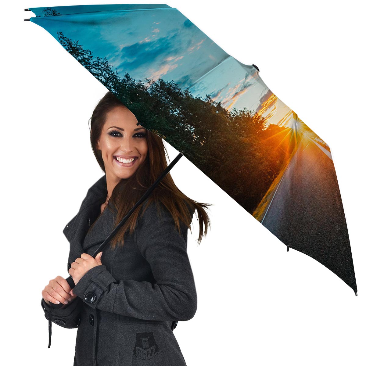 Road Sunrise Print Umbrella-grizzshop