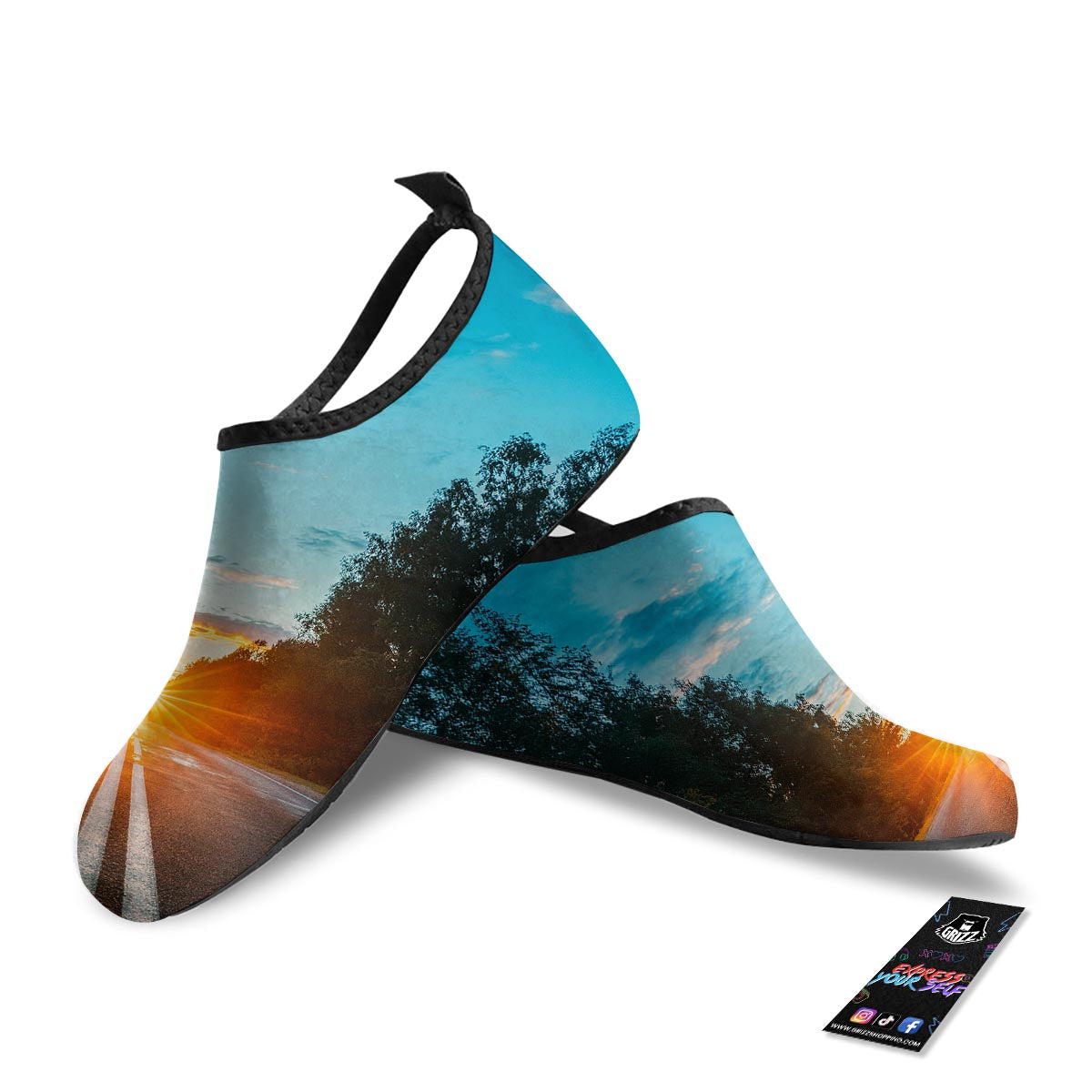 Road Sunrise Print Water Shoes-grizzshop