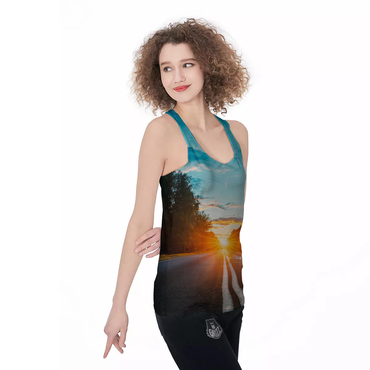 Road Sunrise Print Women's Racerback Tank Top-grizzshop