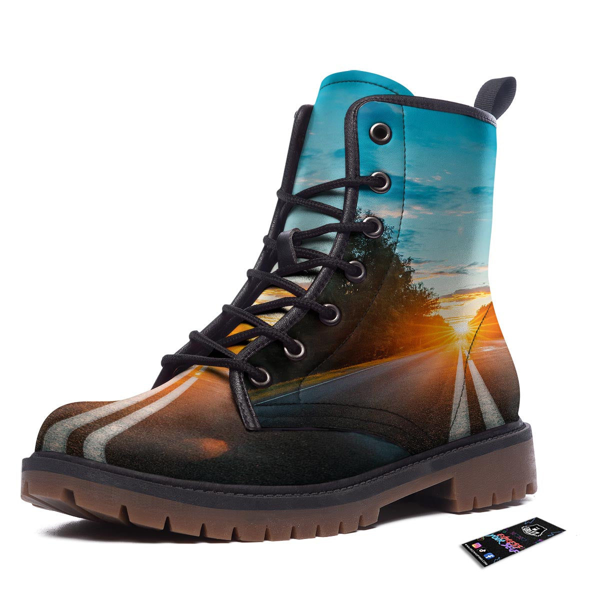 Road Sunrise Print Work Boots-grizzshop