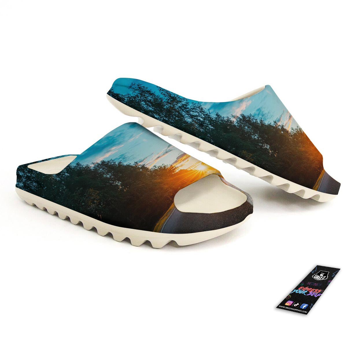 Road Sunrise Print Sandals-grizzshop