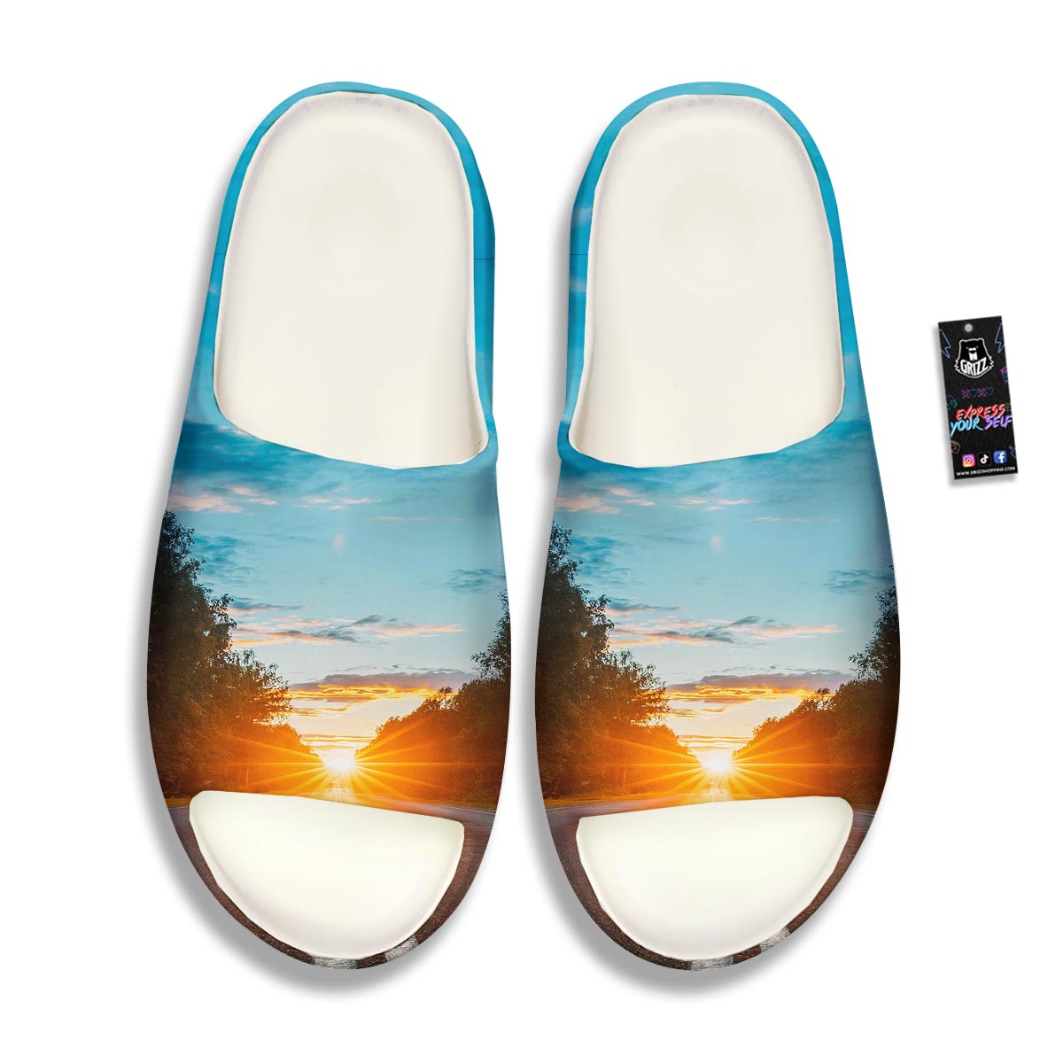 Road Sunrise Print Sandals-grizzshop