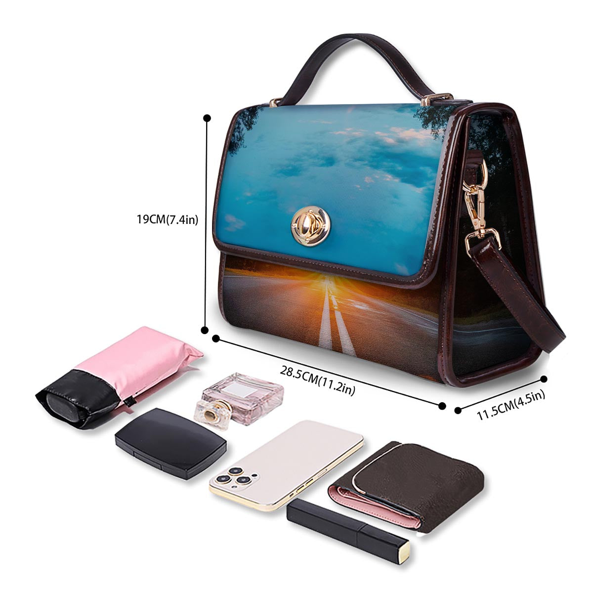 Road Sunrise Print Women's Satchel Bag