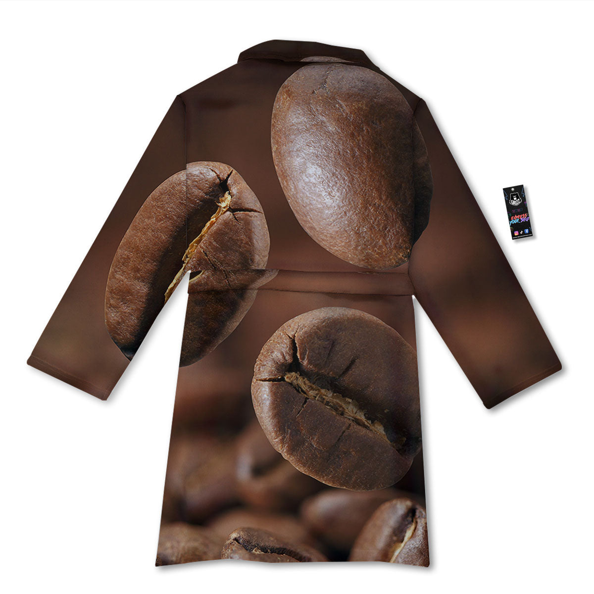 Roasted Coffee Bean Print Bathrobe-grizzshop