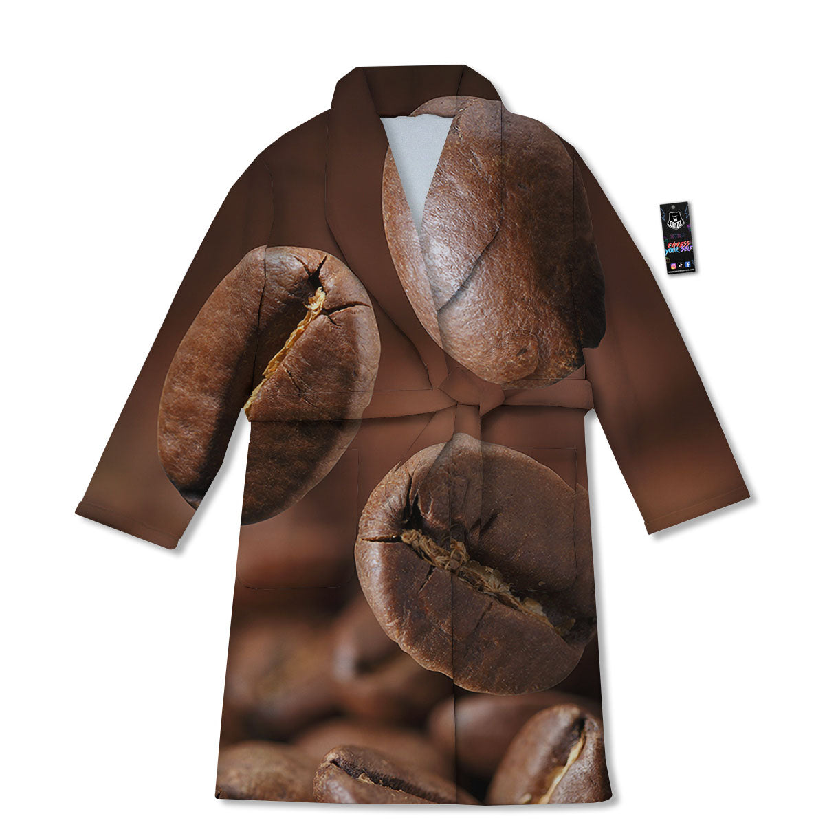 Roasted Coffee Bean Print Bathrobe-grizzshop