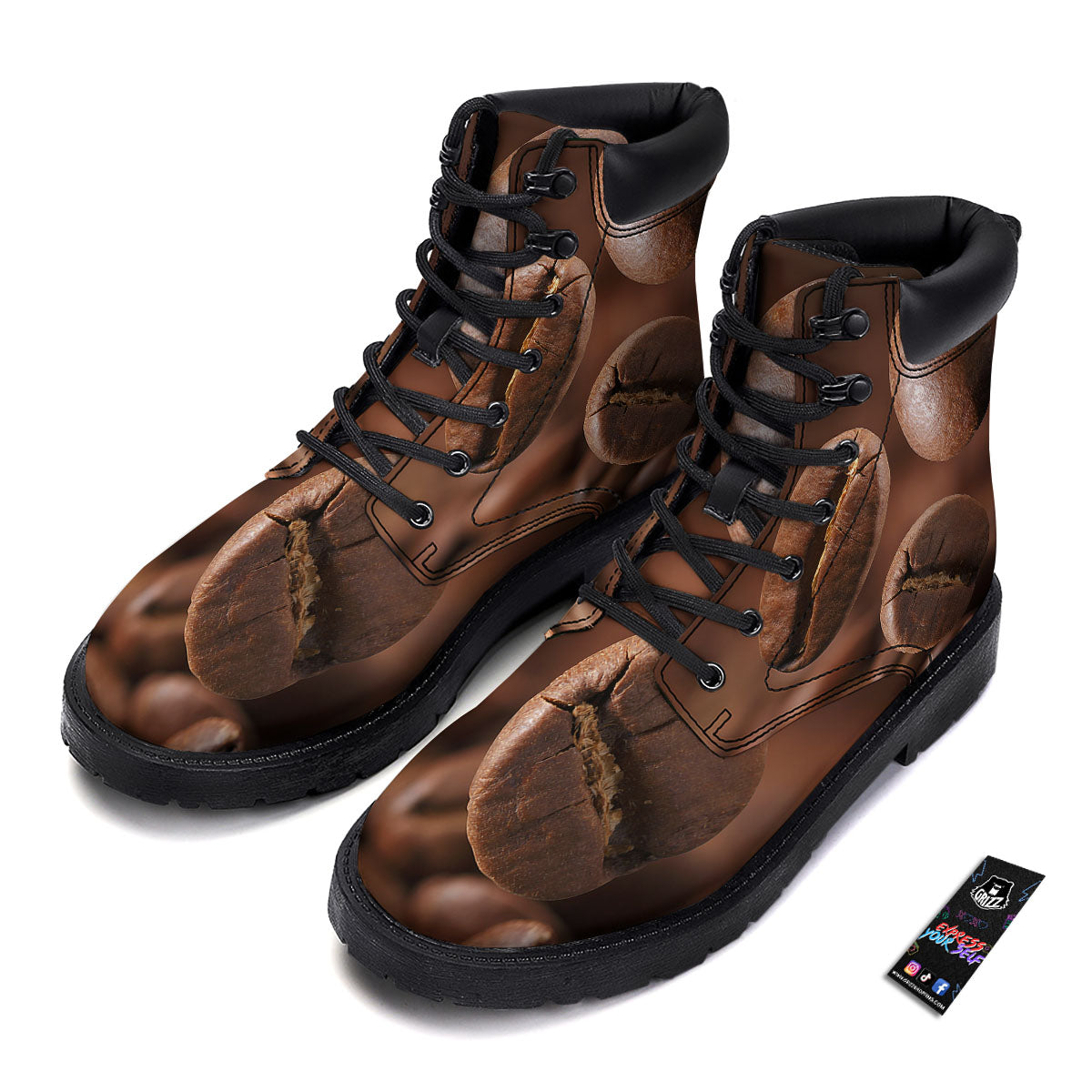 Roasted Coffee Bean Print Boots-grizzshop