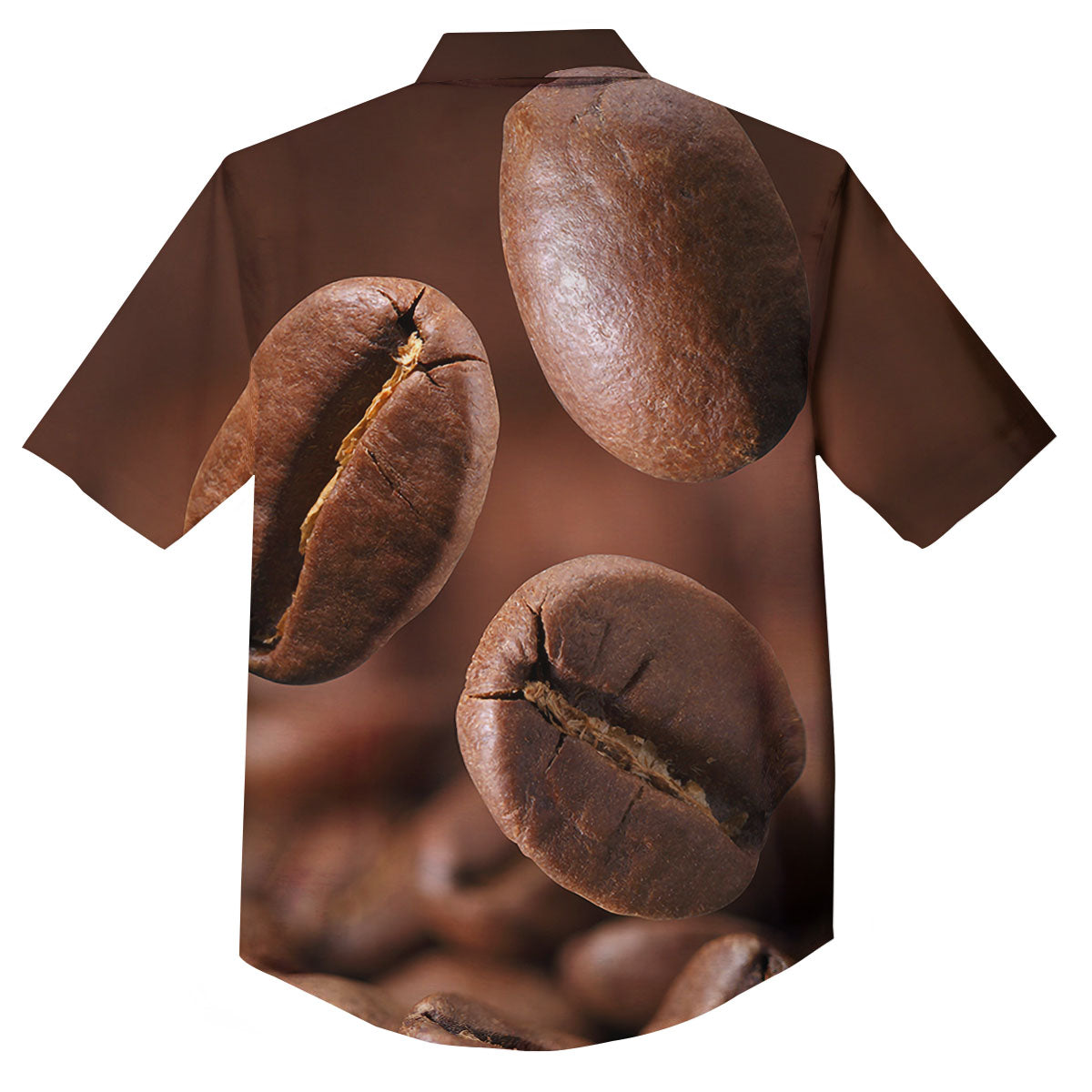 Roasted Coffee Bean Print Button Up Shirt-grizzshop