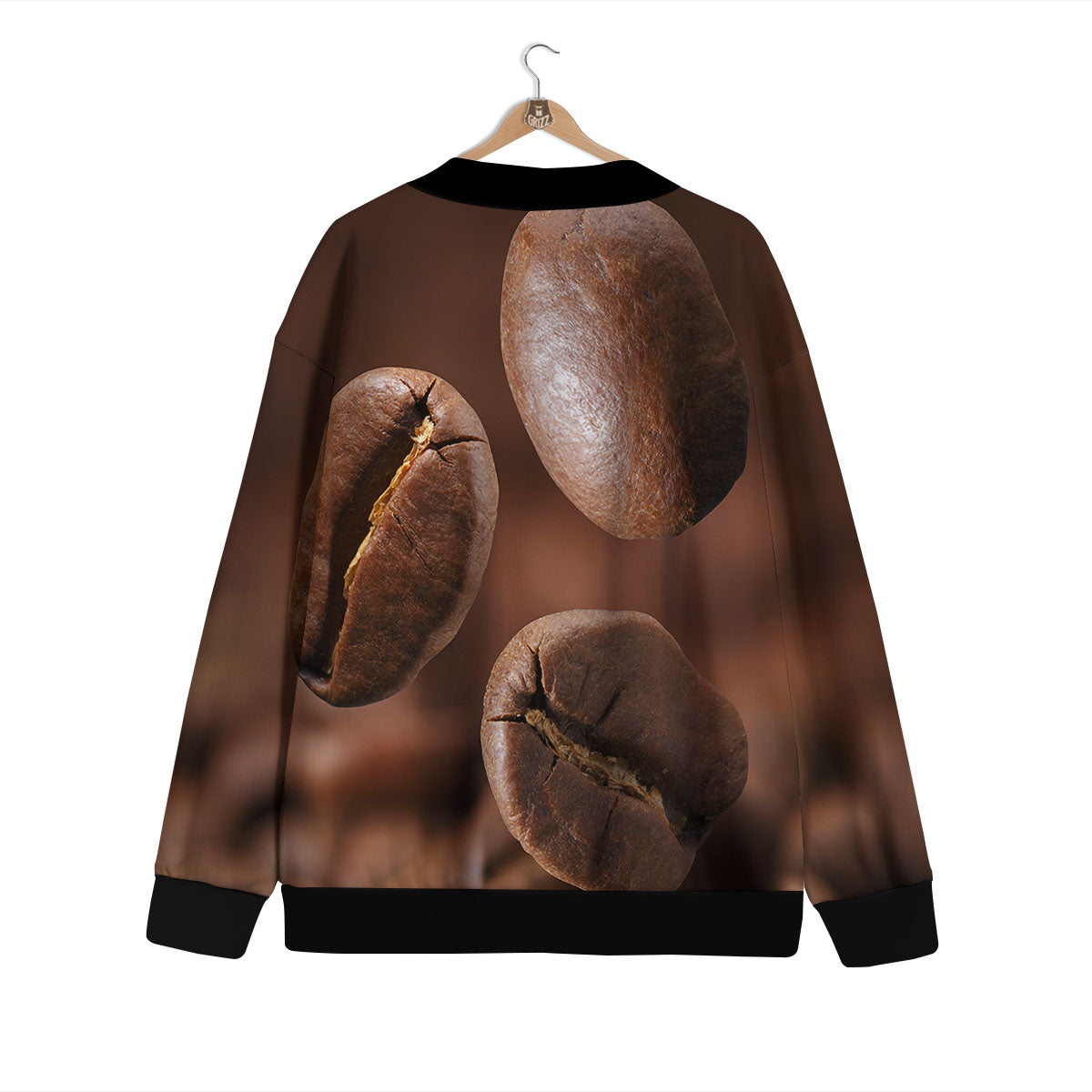 Roasted Coffee Bean Print Cardigan-grizzshop
