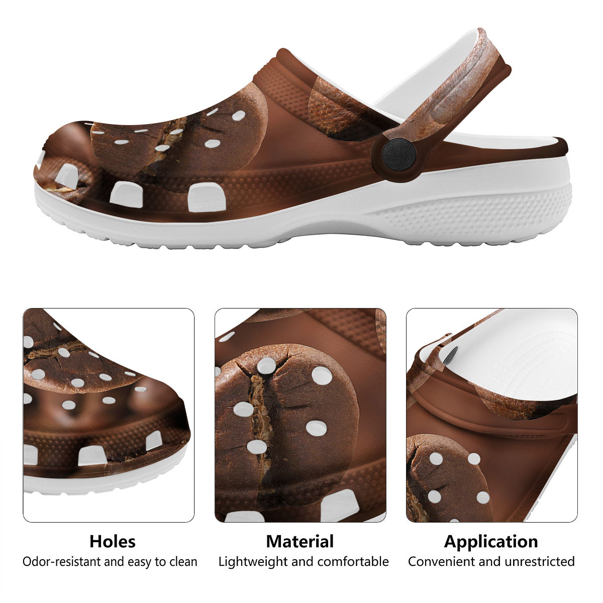 Roasted Coffee Bean Print Clog-grizzshop