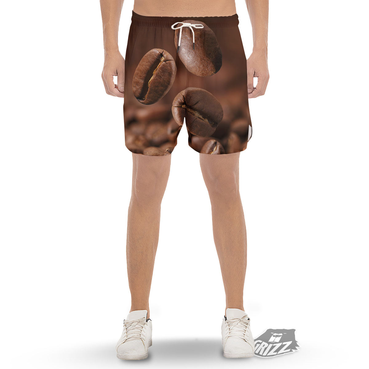 Roasted Coffee Bean Print Men's Gym Shorts-grizzshop