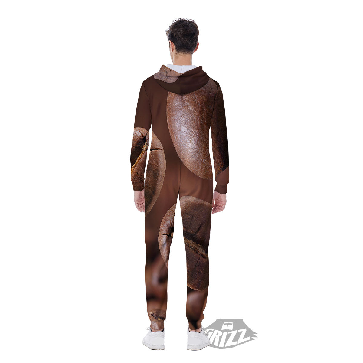 Roasted Coffee Bean Print Men's Jumpsuit-grizzshop