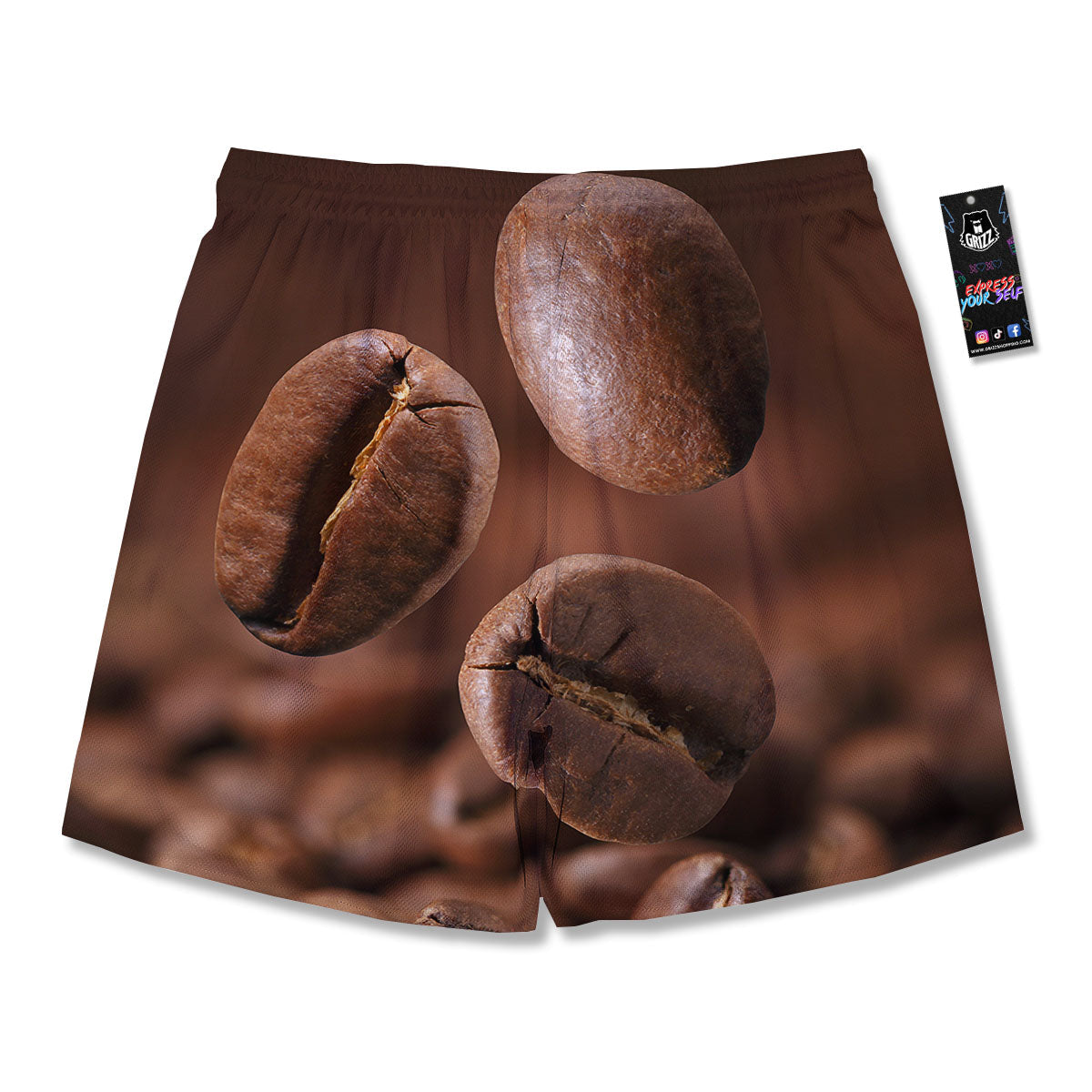 Roasted Coffee Bean Print Men's Running Shorts-grizzshop